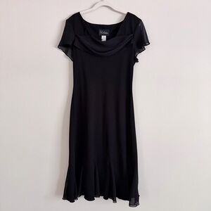 SL Fashions Black Cowl Neck Chiffon Dress Size 14